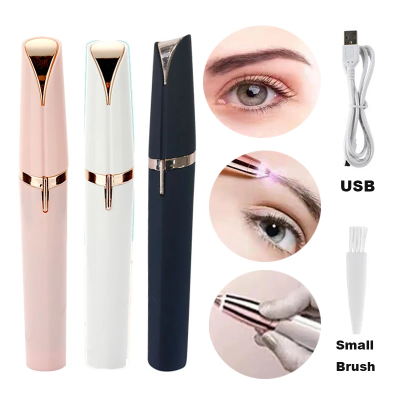 Eyebrow Trimmer Set Eyebrow Trimmer Upgrade USB Electric Eyebrow Trimmer Painless Eye Brow Epilator Nose Hairs Mini Shaver Razors Portable Facial Hair Remover Women