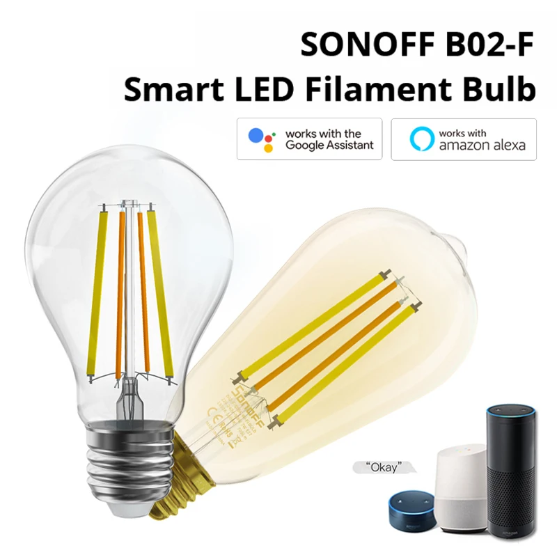 Sonoff Wifi Smart Bulb 7W E27 B02F-St64 B02-F-A60 Led Light Save Power Lamp Controllo Vocale Tramite Google Home Alexa Ewelink App
