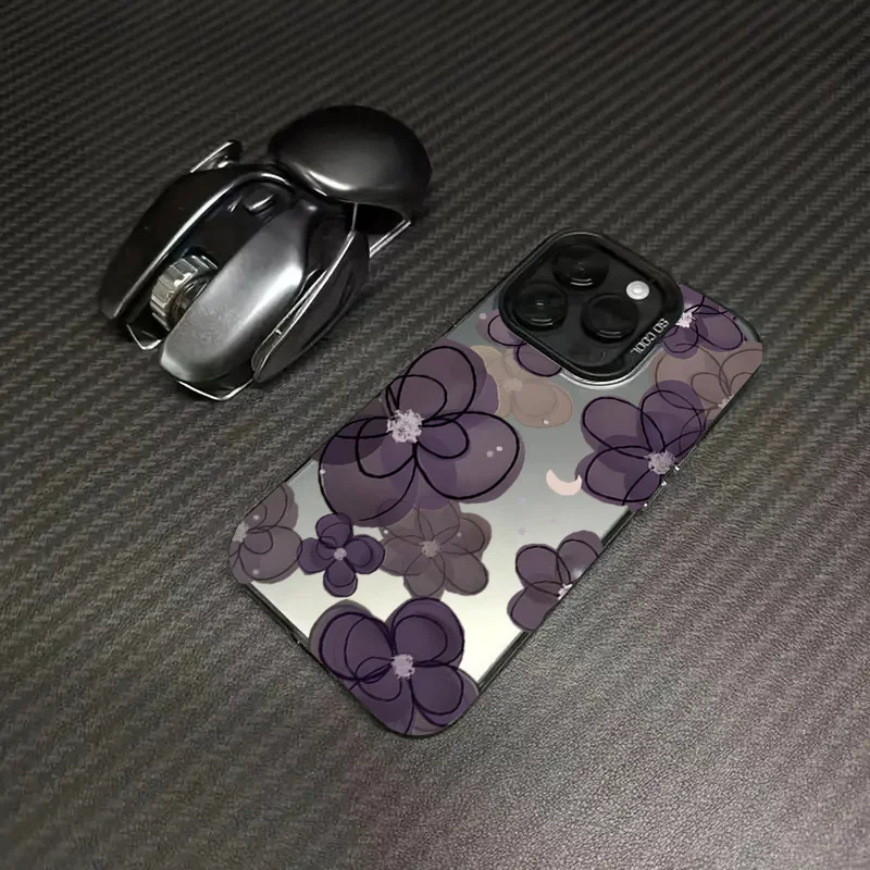 Fashionable Floral Silvery Hard Matte Phone Cover