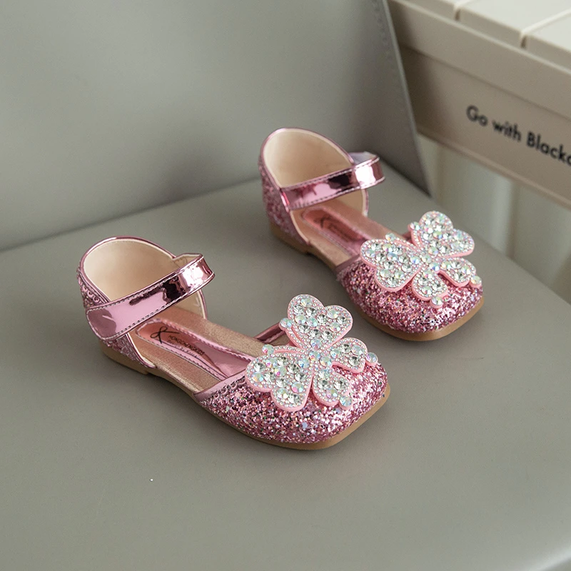Toddler Girls Bow Rhinestones Sandals Beach Shoes Kids SKy Blue Sequins Princess Sandals 3-12Y Flats Summer Sandals for Girls 3