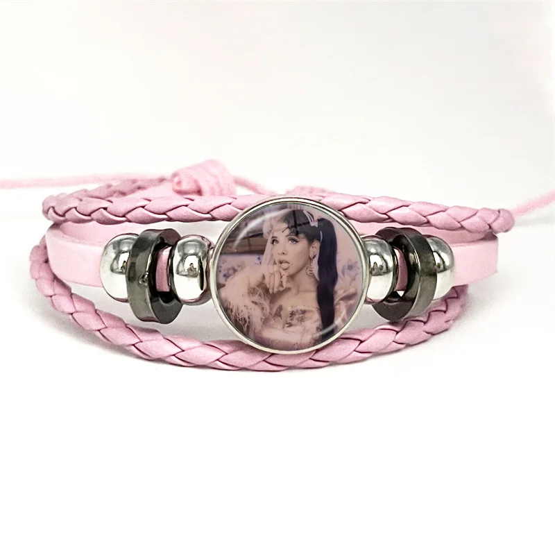 Melanie Martinez Fairy Girl Y2K Pink Leather Bracelet Glass Cabochon Button Multilayer Bangles Wristband Gift 6