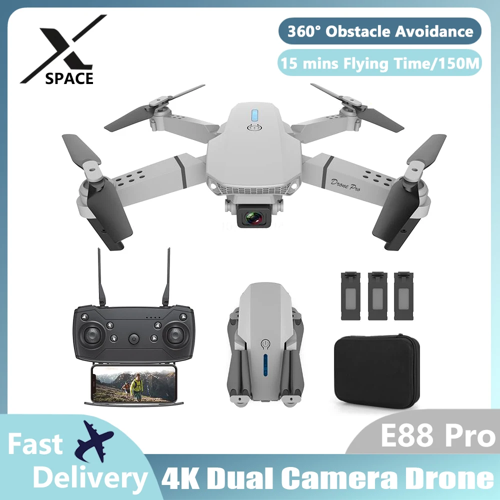 E88 Drone, EquippEd With HigH-definition 4K Drone Dual Cameras, AeriAl PhotograPhy, Folding AirplAne, Remote Control, Fixed