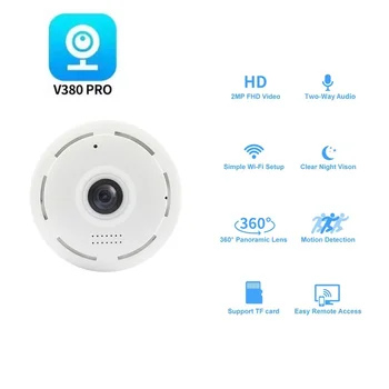 V380 Pro 2.4g Wifi Panorama Camera 1080P Security Camera 360 Degree Panoramic Fisheye IP Camcorder Night Vision Surveillance Cam 1