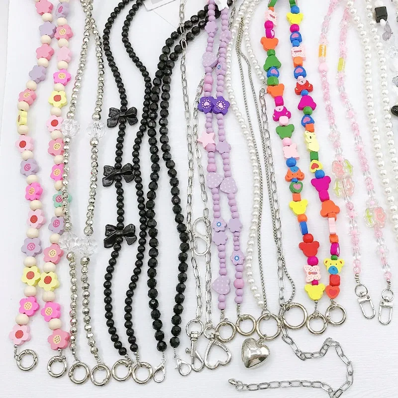

Colorful Sweet Beaded Mobile Phone Charm Strap Women Fashion Phone Chain Anti Loss Lanyard Jewelry Telephone Pendant