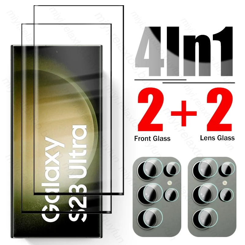 4 To1 9D Cover Protettiva Per Schermo In Vetro Temperato Curvo Per Samsung Galaxy S23 Ultra 5G Pellicola Protettiva Per Obiettivo Della Fotocamera S23
