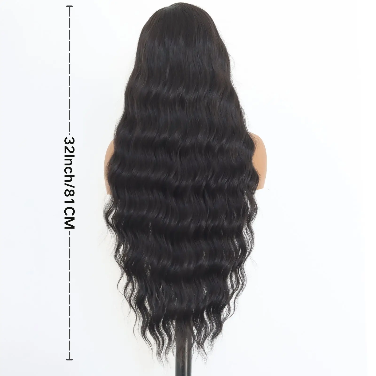 Black Long Wavy13×4 Lace Front Wig For Women Heat Resistant Fiber Synthetic Lace Front Wigs Daily Party Use Wigs 32Inch