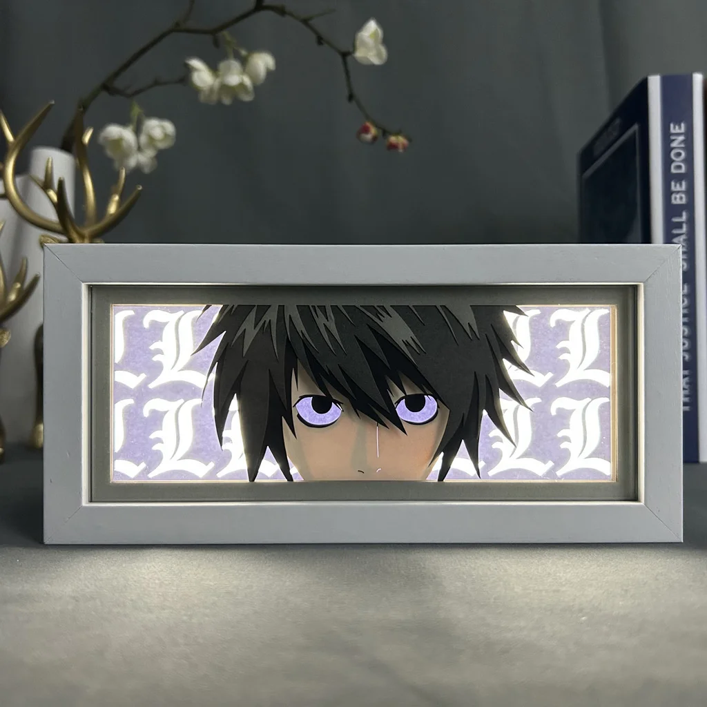 

L·Lawliet 3D Anime LED Light Box Die Note Action Figure Toys Paper Carving Light Kid Brithday Gift