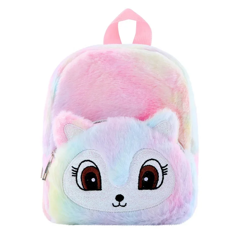Zaino Peluche Unicorno Per Bambine - Borsa Da Scuola In Morbido Tessuto, 16x23x10 Cm