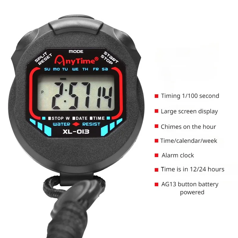 Professional Handheld Digital Stopwatch Timer Referee Whistle Sports Training Timer Chronograph Stop Watch 0.01s Precision soccer stopwatch