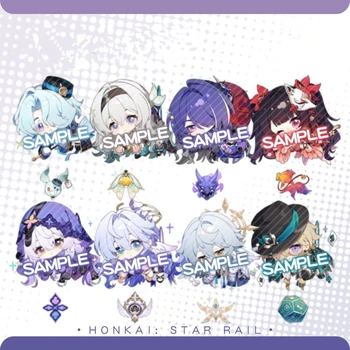 혼카이 게임 스타 레일 스파클 어벤츄린 블랙 스완 미샤 일요일 코스프레 키체인 액세서리 펜던트 소품 배지 선물, 8 개/세트