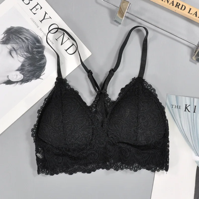 Women Bra Wireless Bras Lingerie BH Lace Sexy Bralette Push Up Plus Size Y-line Straps Backless Lace Bras Large Size