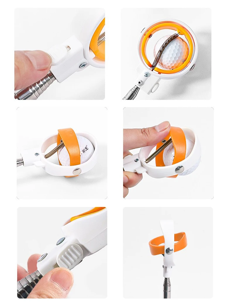 Golf Ball Retriever Golf Ball Pick Up Tools Stainless Steel Shaft Scoop Automatic Locking Picker Portable Golf Ball Catcher