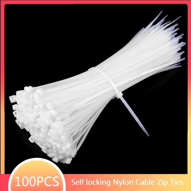 Cable Ties Self locking Nylon Cable Zip Ties 100pcs Plastic Colored Cable Zip Tie  Wrap BundleTies white 1