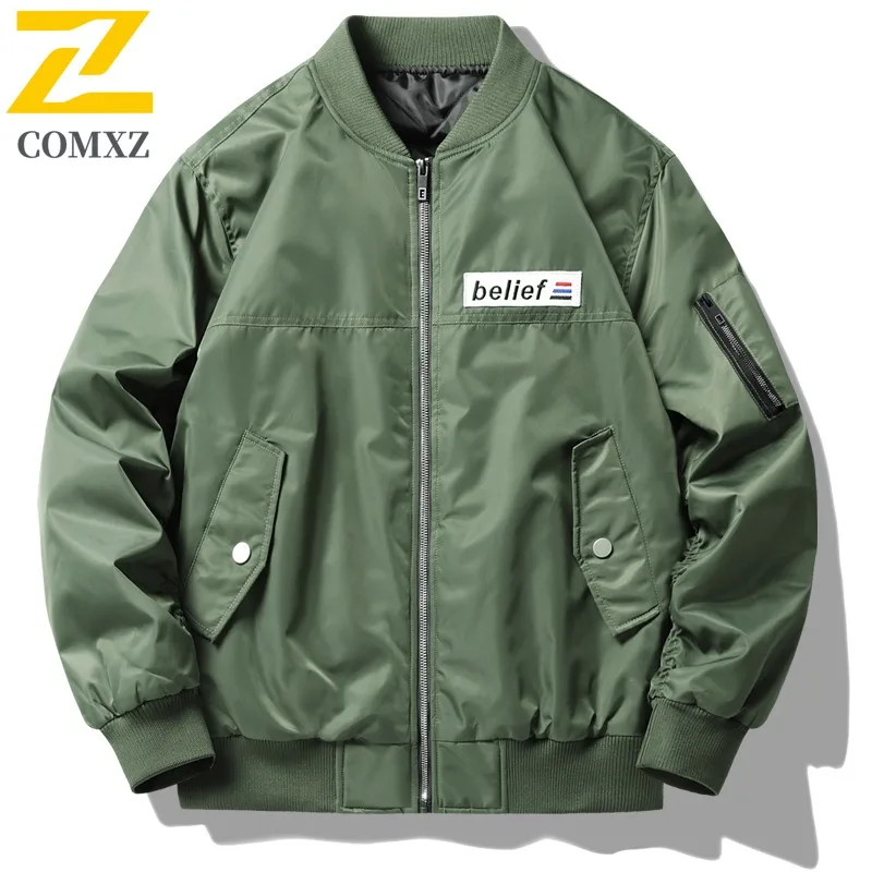 Men Vintage Bomber Jacket Embroidered Baseball Coat American Military Style Waterproof Windproof Loose Fit Spring Fall Outerwear