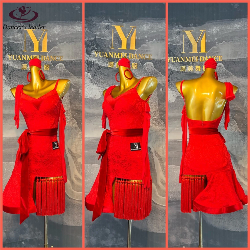 

Женский костюм для латиноамериканских танцев, изящное черное кружевное платье с поясом, для латиноамериканских танцев