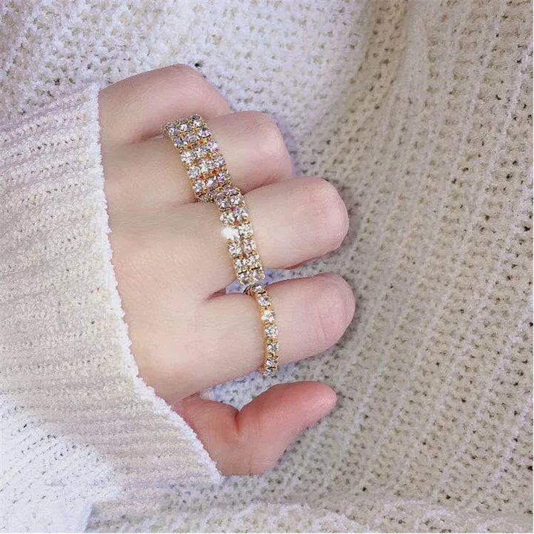 Trendy Rhinestone Elastic Ring Combination Set Ring Diamond Ring Rhinestone Ring Independent
