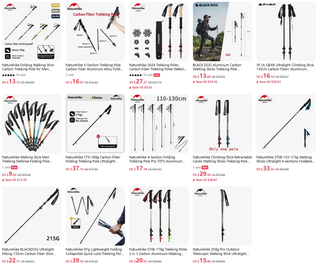 Description Picture 2 of item3F UL GEAR Ultralight Climbing Stick 135cm Carbon Fiberr Aluminum Length Adjustable Portable Trekking Walking Hiking Accessories