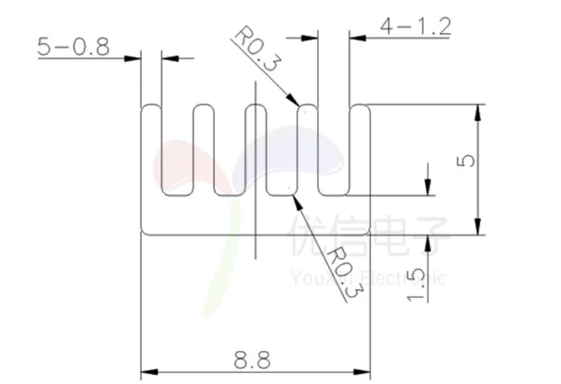 20 Stück 8,8 x 8,8 x 5 mm Kühlkörper Kühlerkühlrippe Aluminium-Kühlkörper A4988 8,8 x 8,8 x 5 mm für elektronischen Chip-LED-IC-Transistor – Detail 2