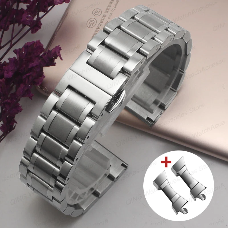 Bracelet de montre en acier inoxydable brossé argenté pour homme et femme 18 mm, 20 mm, 22 mm Bracelet de montre en acier inoxydable brossé argenté pour homme et femme 18 mm, 20 mm, 22 mm