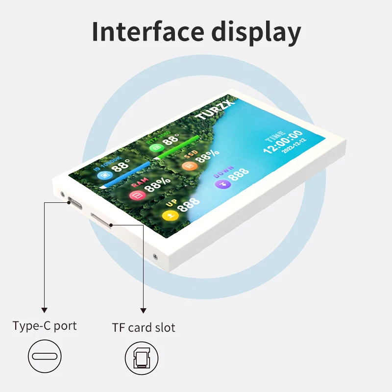 Ips Tipo-c Tela Secundária Mini Computador Display Usb Cpu Gpu Ram Monitor Hdd com Suporte Caixa de Metal sem Uso Aida64 35 5 - Imagem 2