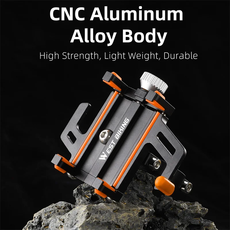 WEST BIKING Bicycle Mobile Phone Holder 360° Rotatable  Aluminum Alloy Phone Holder Five Claws Adjustable MTB Road Bike Bracket