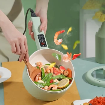 미니 다기능 전기 요리 기계, 2L, 220V, 올인원 냄비, 더블 레이어, 가정용 국수, 쿠커, 붙지 않는 주방 도구