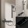 Luxury Smart Digital Display Shower Set Bathroom Wall Mounted Two Functions Piano Key Rainlfall Pressurized Shower Faucet Set 1
