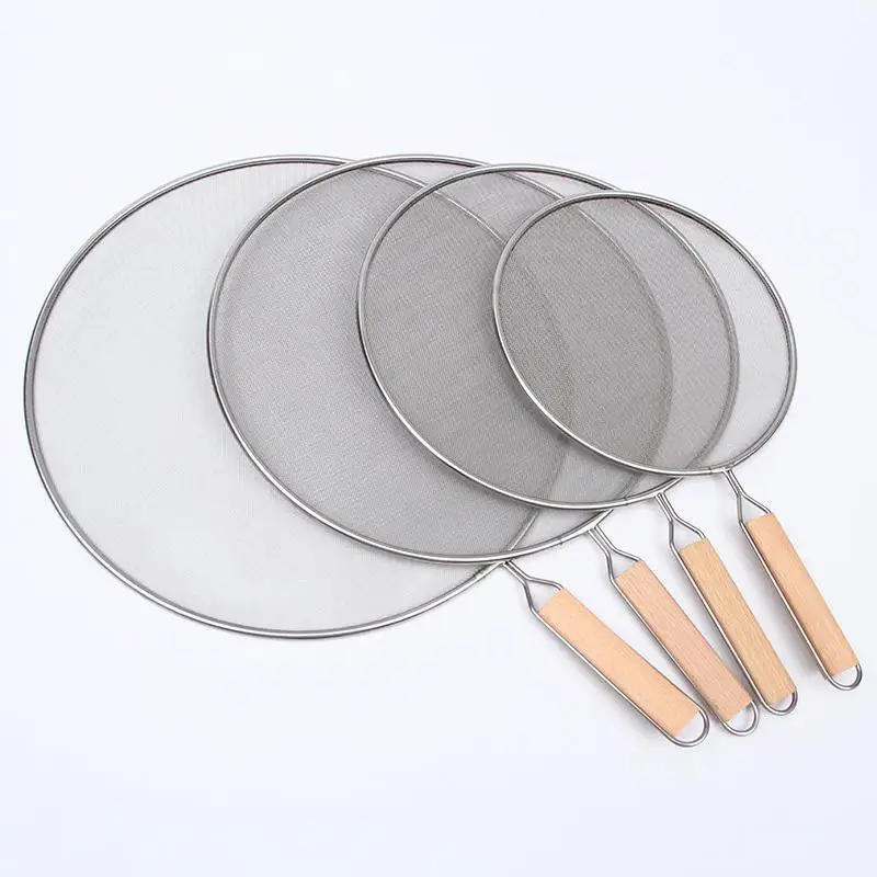 Description Picture 3 of itemStainless Steel Splatter Screen For Frying Pans Mesh Guard For Kitchen Cooking Hot Oil Splash Splatter With Wooden Handle