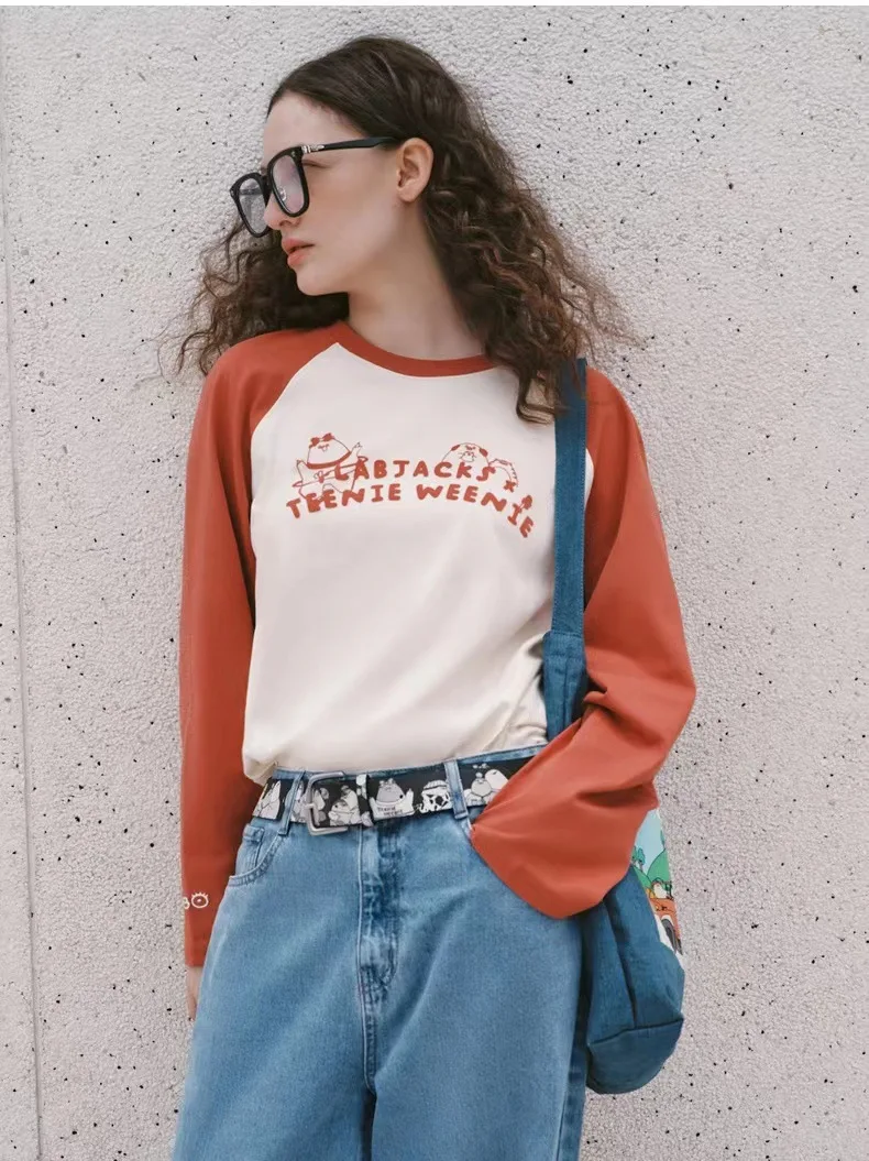

Kawaii Anime Print Women Tees Red Color Full Sleeves Autumn Casual Outfit Tops Girl T-Shirt Clothes