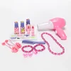 70cm High Quality music Kids Cosmetics Dressing table ring lipstick nail comb hair dryer Play house Interactive Toy baby gift 6