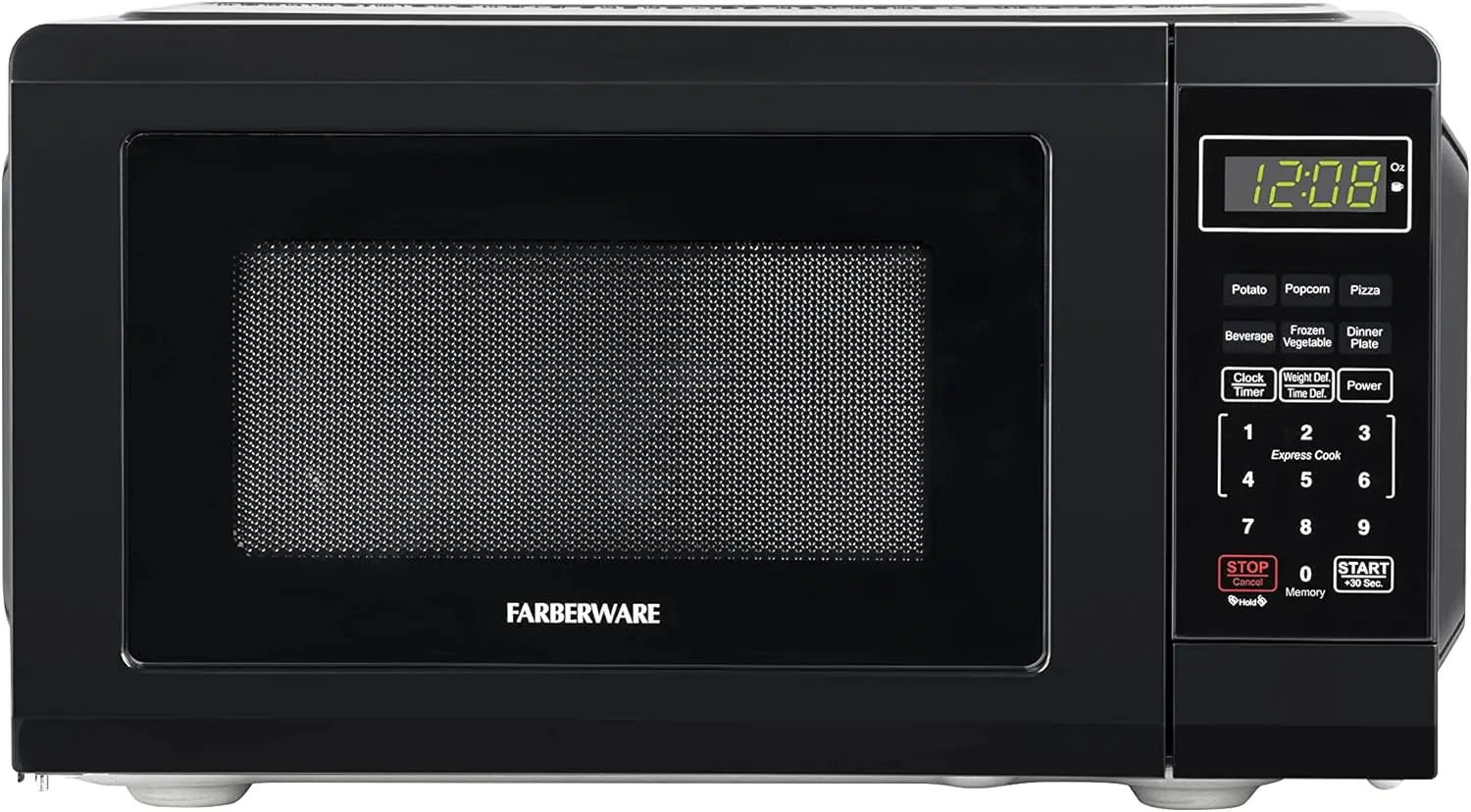 Compact Countertop Microwave Oven 0.7 Cu. Ft. 700-Watt with LED Lighting, Child Lock, Easy Clean Grey Interior, Retro 2