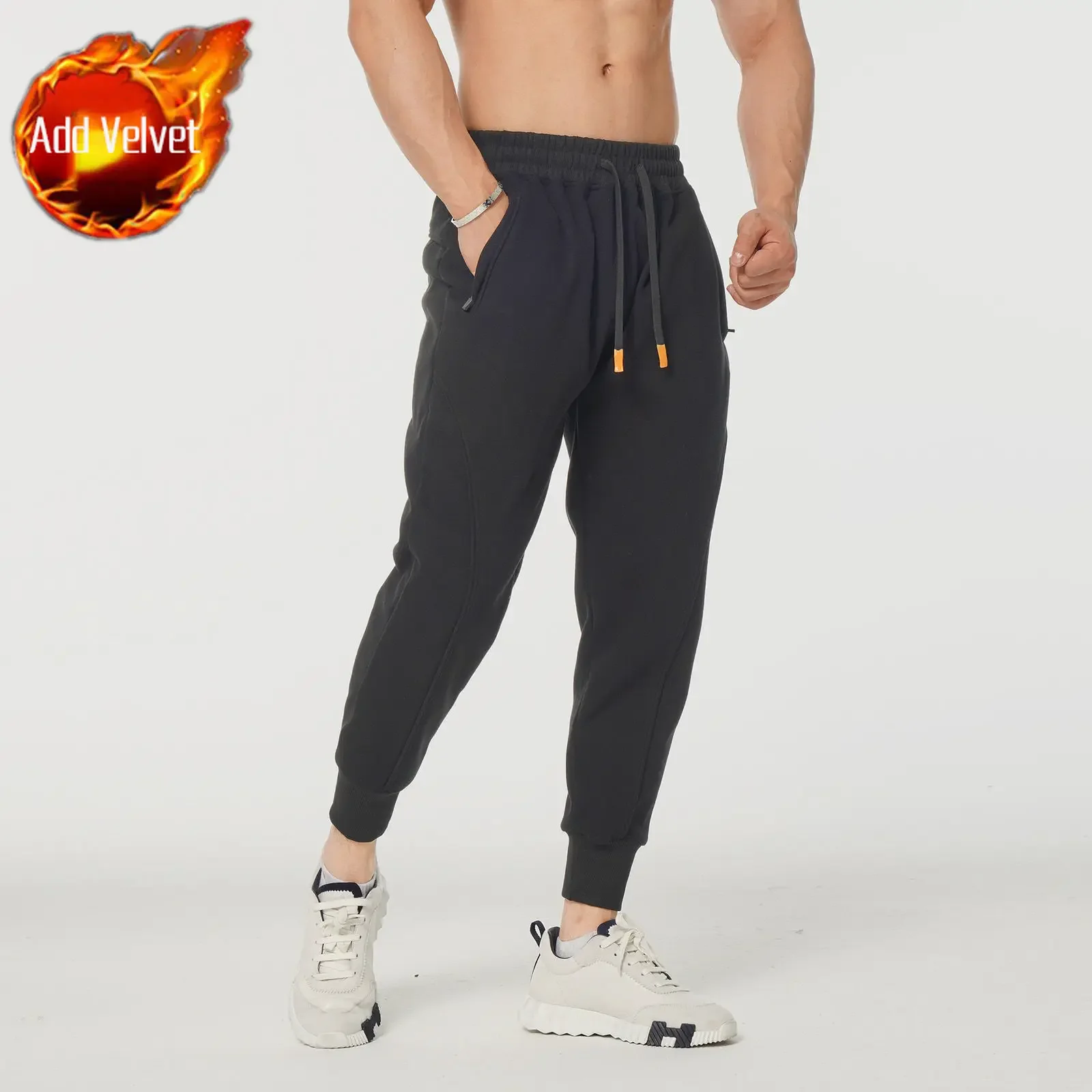 thumbnail image 1 of Pantalones deportivos masculinos, pantalones de algodón recortados para hombre, pantalones de chándal de otoño e invierno, largos, sueltos, de lujo, nuevos artículos en tallas grandes, 1 of 5