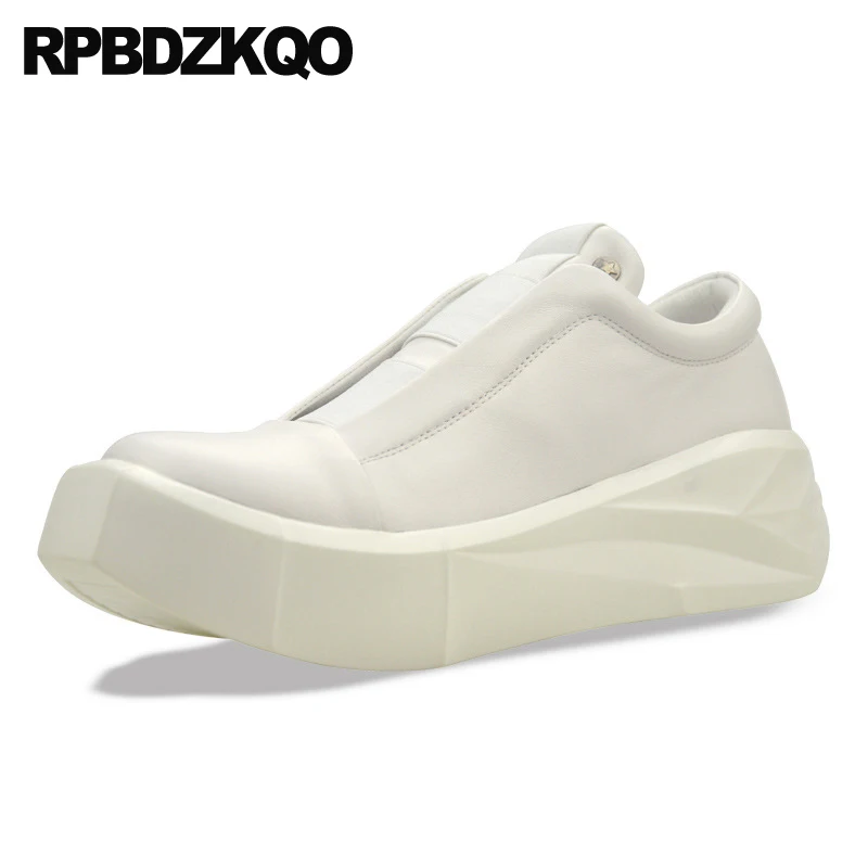 

Кроссовки мужские из натуральной кожи, без шнуровки, эластичные спортивные танкетки, искусственная кожа, толстая подошва, Маффин 45