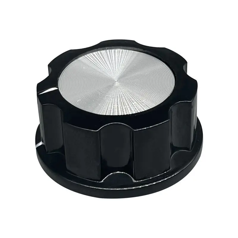 Potentiometer Knob Potentiometer aluminum knob 26*14mm naked black metal volume power amplifier knob cap 6mm floral axis D.