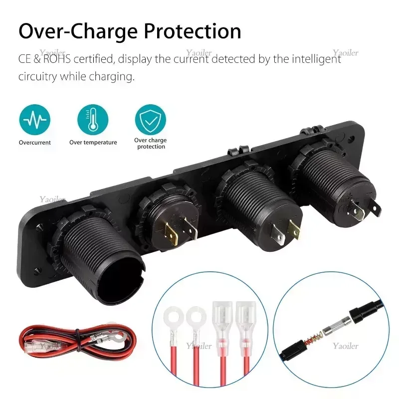 รูปสินค้า USB Car Charger 4 Port 12V ชาร์จเร็ว PD QC3.0 กันน้ำ สำหรับรถยนต์ รุ่น Premium