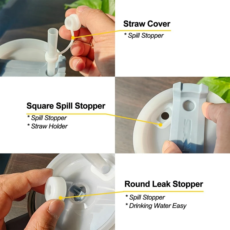 AB38-Spill Stopper Set For Stanley Cup 2.0/1.0 40Oz 30Oz, Accessories Straw Cover Cap, Fix Leak Stopper Lid Spill Plug