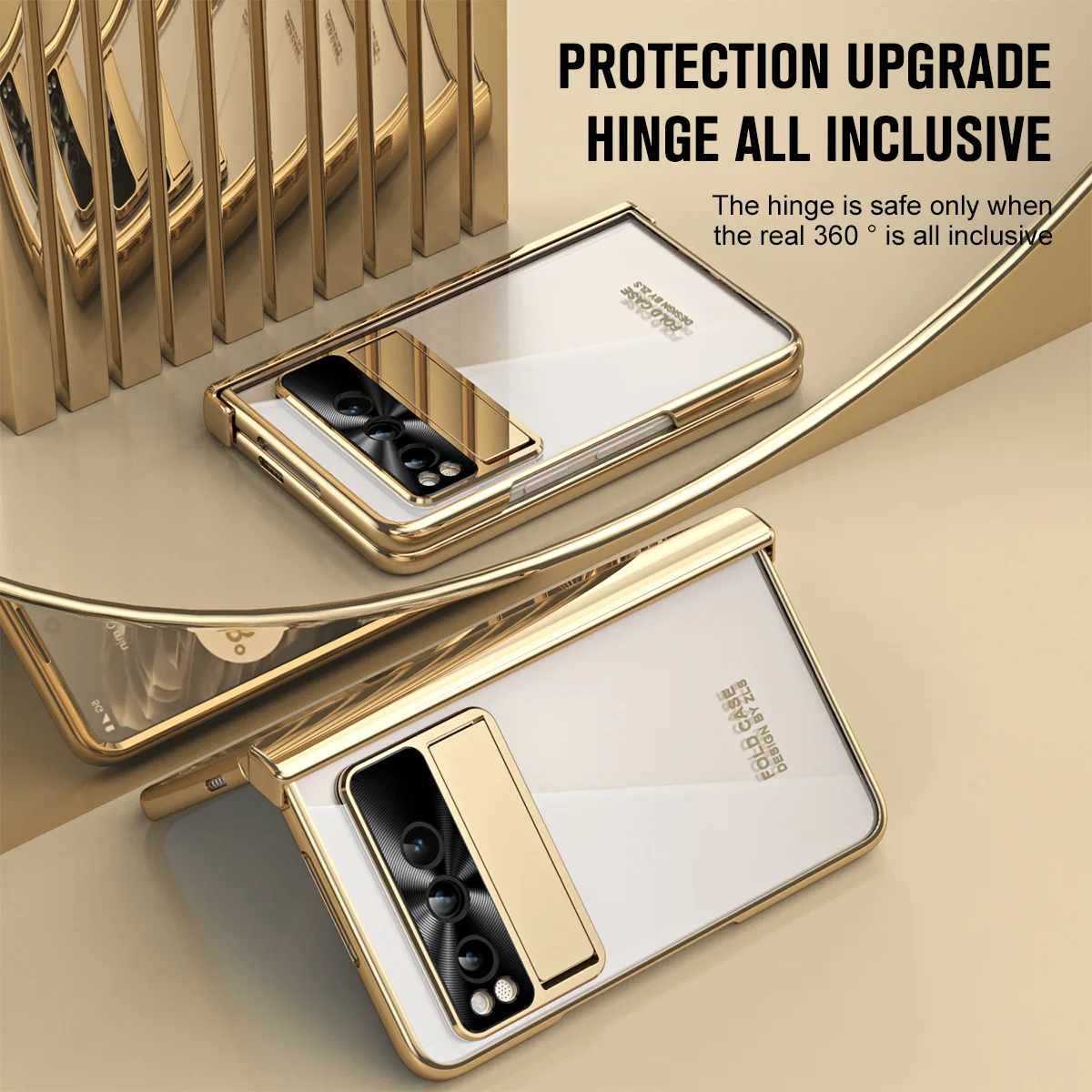 KANABEAR Suitable for Google Pixel Fold Phone Case Google Pixel Fold Electroplated Transparent Pen Slot Anti drop