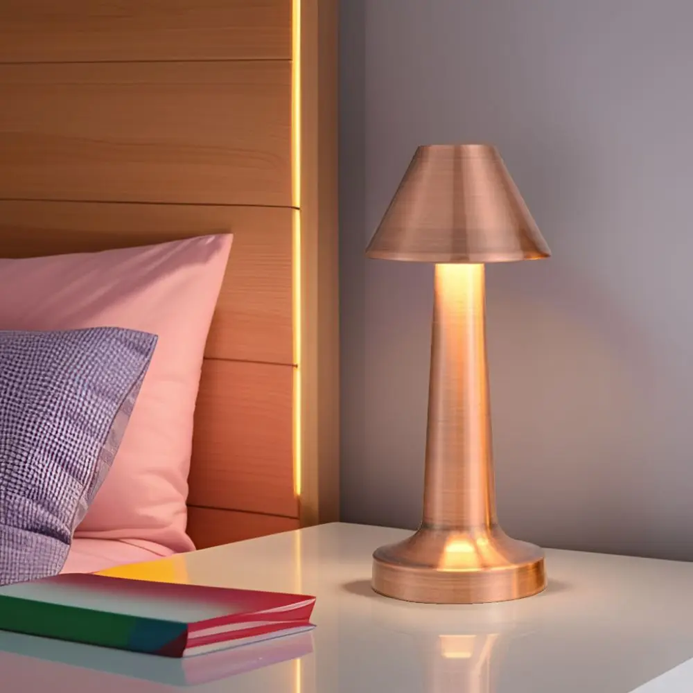 침대 옆 테이블 LED 야간 조명, USB 충전식 램프, 레트로 금속 터치 야간 조명, 거실 식당 책상 침실 장식