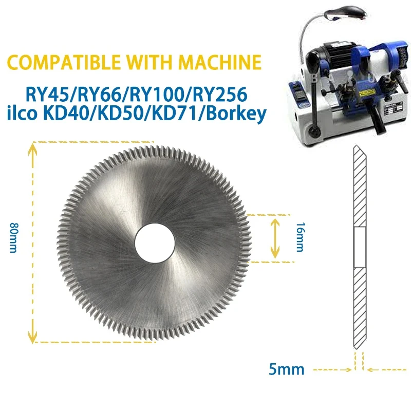 

Milling Cutter 80x5x16 Ry10030 Compatible With Key Machine RY45/RY66/RY100/RY256 ilco KD40/KD50/KD71/Borkey key cope