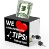 Bartender Tip box Tip jar Suggestion box slot and lock Money jar Donation box Lock 6 X 4 X 5 inch raffle box Bar Restaurant 1