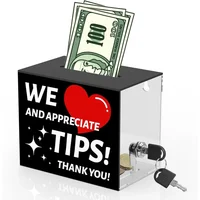 Bartender Tip box Tip jar Suggestion box slot and lock Money jar Donation box Lock 6 X 4 X 5 inch raffle box Bar Restaurant 1