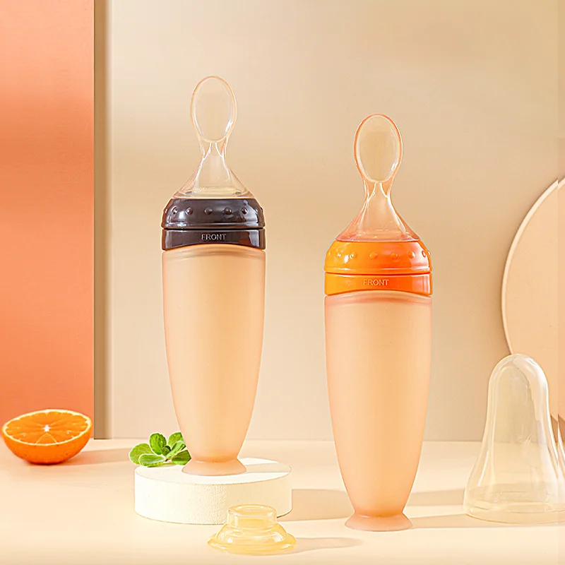 Convenient Baby Silicone Squeeze Feeding Spoon Soft and Flexible Spoon for Effortless Baby Food Feeding