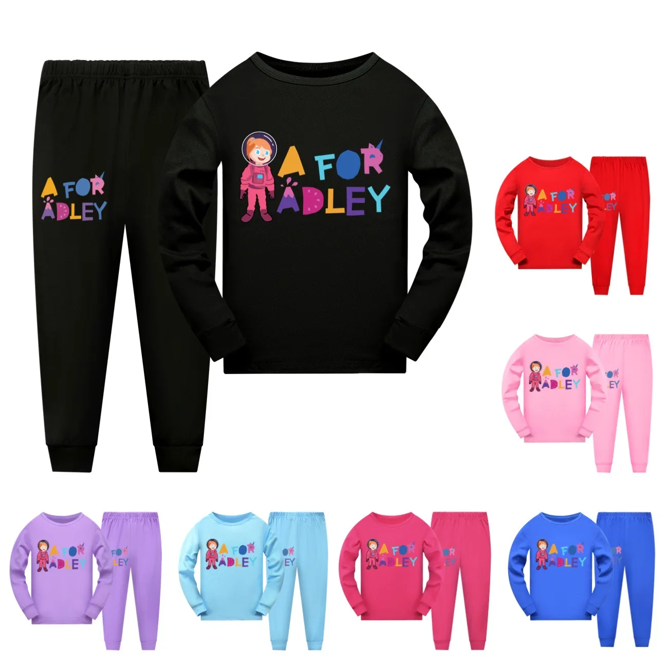 

Cute A FOR ADLEY Costume Kids Long Sleeve Pajamas Sets Baby Girls Cartoon T Shirt Pants 2pcs Sets Teenager Boys Casaul Sleepwear