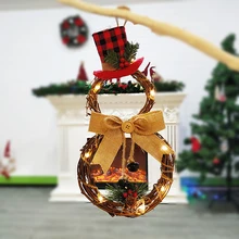 

30/40cm Christmas Wreath With Bow Christmas Decoration Door Hanging Rattan Ornament Garland Xmas Decorations For Home