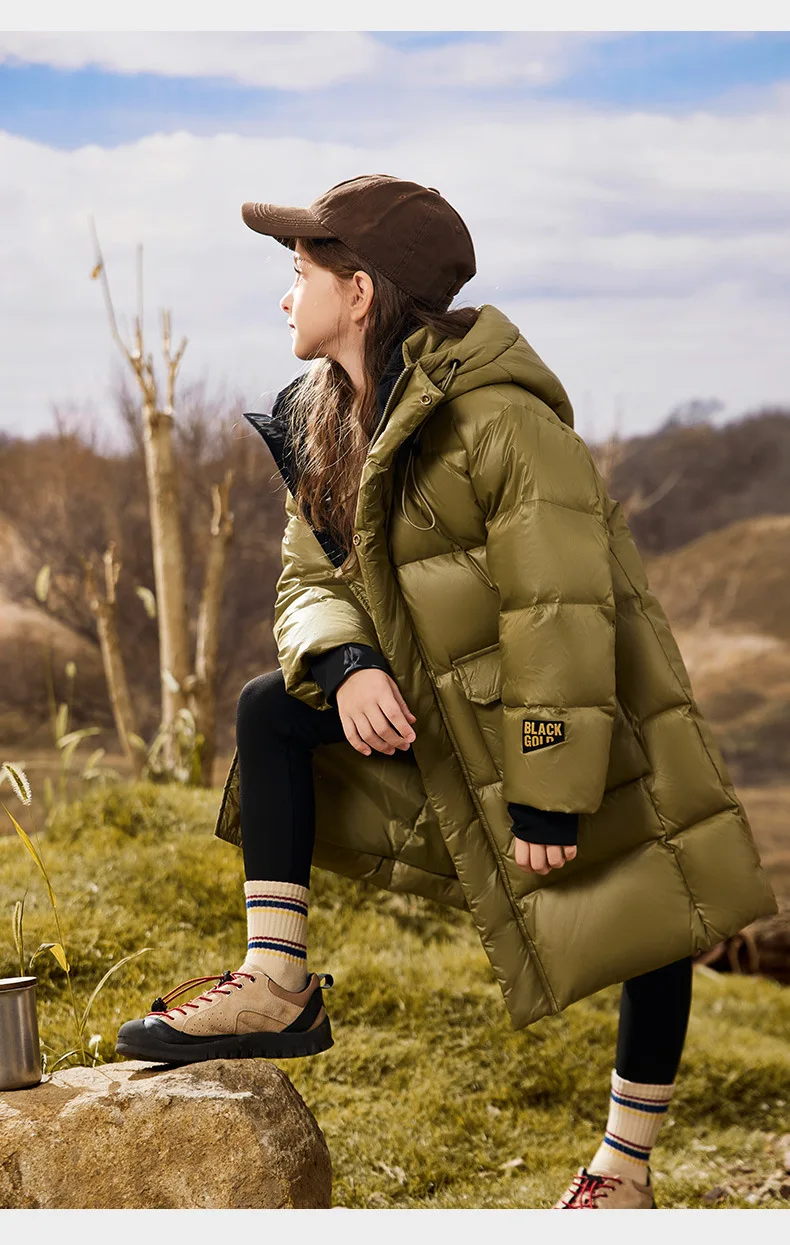 Olekid 2024 Winter Kinder Daunen jacke für Mädchen dicke warme wasserdichte lange Teenager-Mädchen Outwear Mantel 5-16 Jahre Kinder Parka – Detail 15
