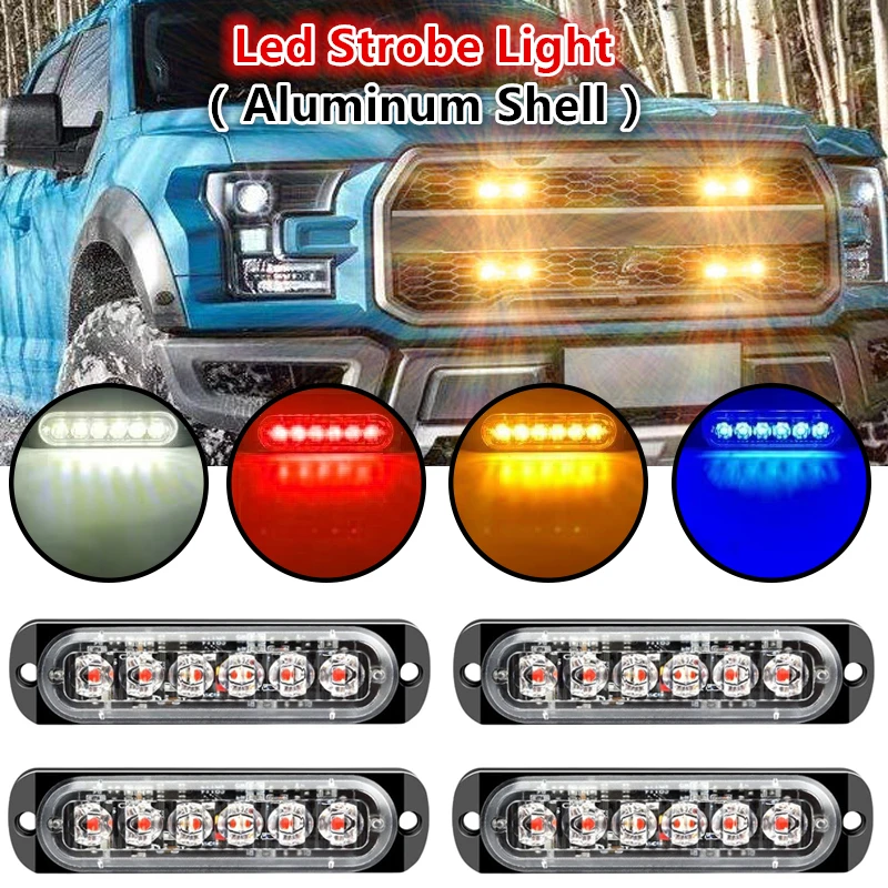 LedStrobeLightFlashingGrilleLightsCarEmergencyLight6LEDWarn
