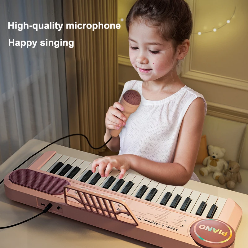 Children's Piano Keyboard 37 Keys Multifunctional Electronic Piano with Microphone Children's Early Education Educational Toys 2