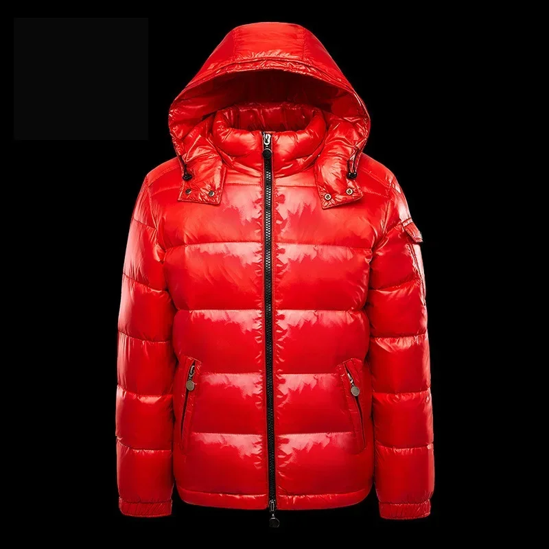EIAO 2025 Winter New Windproof Thick Warm Shiny White Duck Down Coat Men, Outdoor Ski Hooded Jacket Casual Sports Outwear