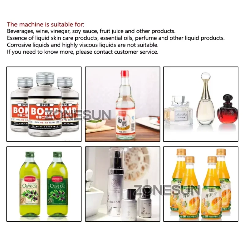 ZONESUN Filling Machine Semi Automatic Membrance Pump Liquid Bottle Filler crystal display Filling Machine Filler KC-280