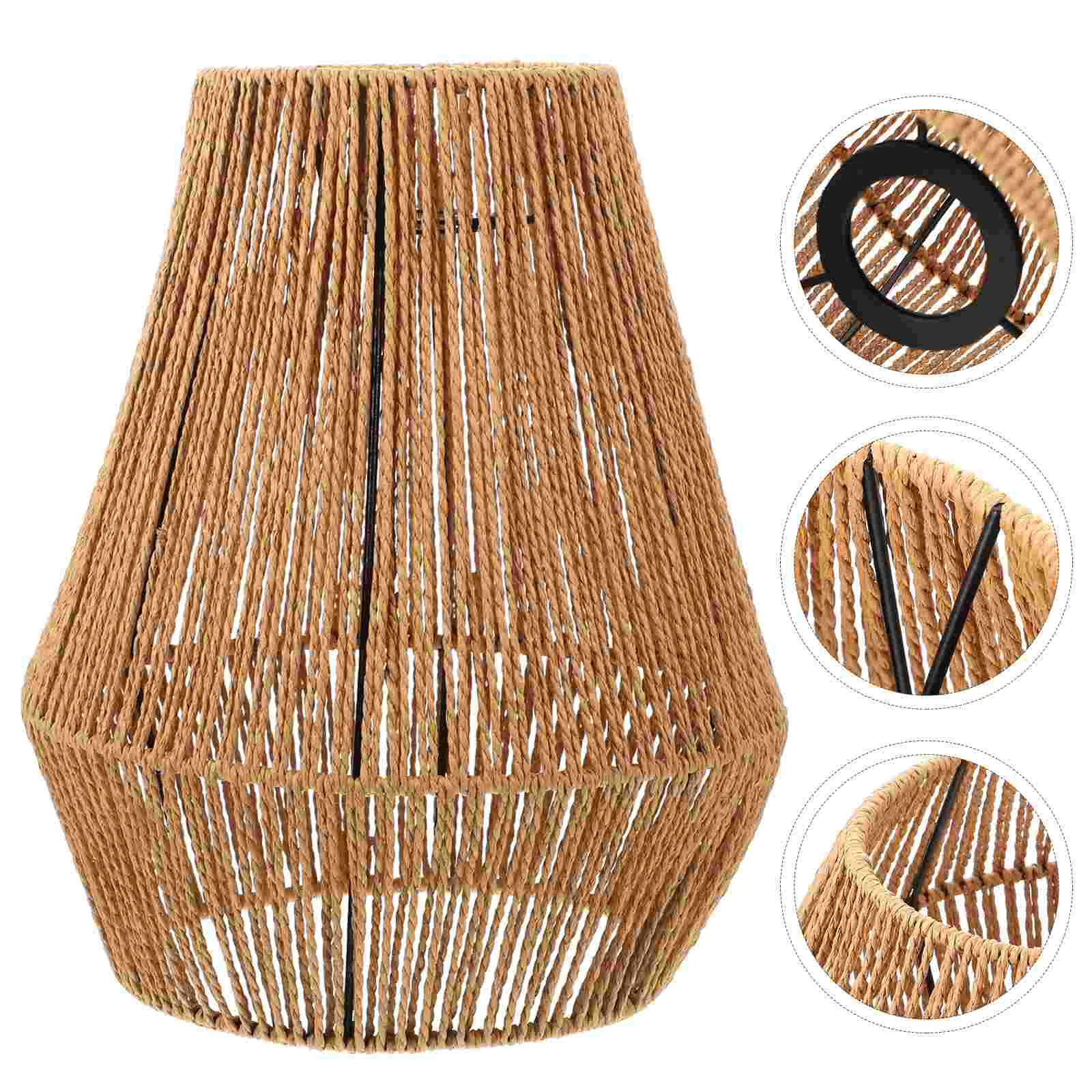 

Lamp Shade Rustic Style Lampshade for Hanging Retro Lampshades Paper Rope Decorative Pendant Home Ceiling